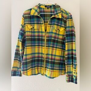 Chaps Multicolor Plaid Flannel Zip-Up Shirt